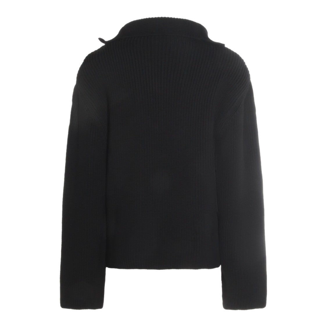 Courrèges Ribbed Black Knitted Sweater With Half-Zip Closure