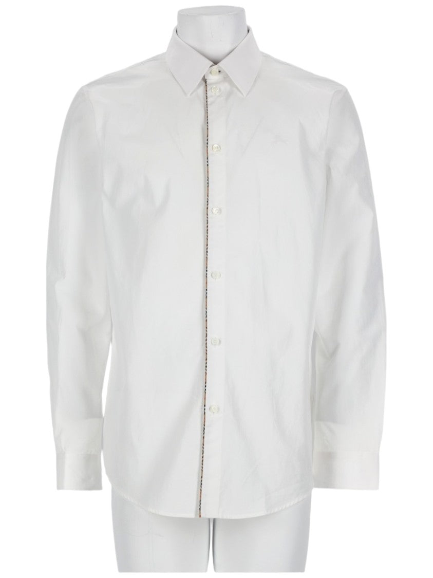 Burberry Check Trim Long-Sleeve Cotton Shirt