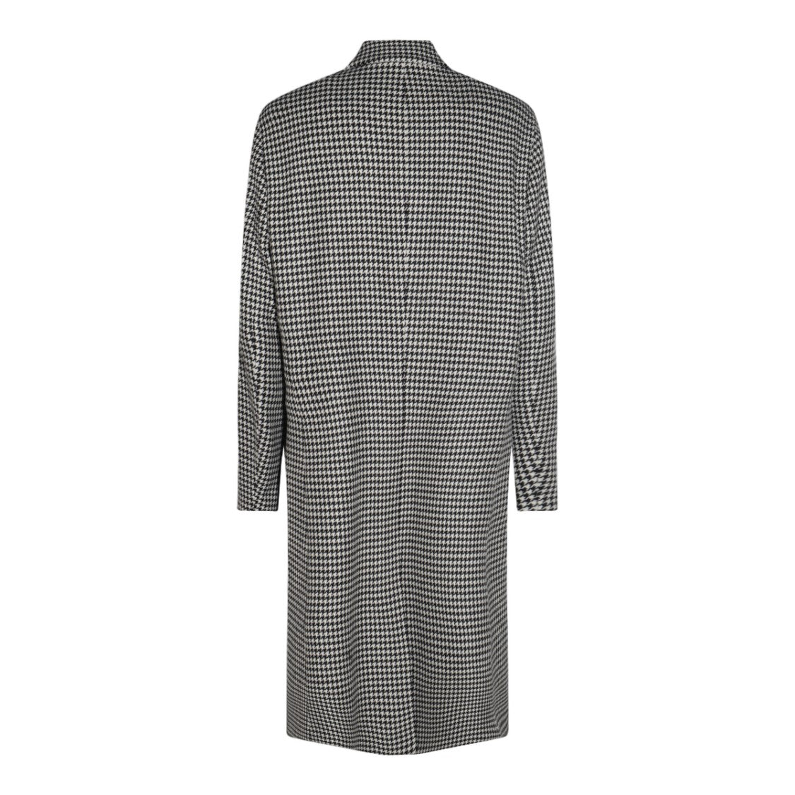 Lardini Houndstooth Pattern Long Coat With Structured Collar