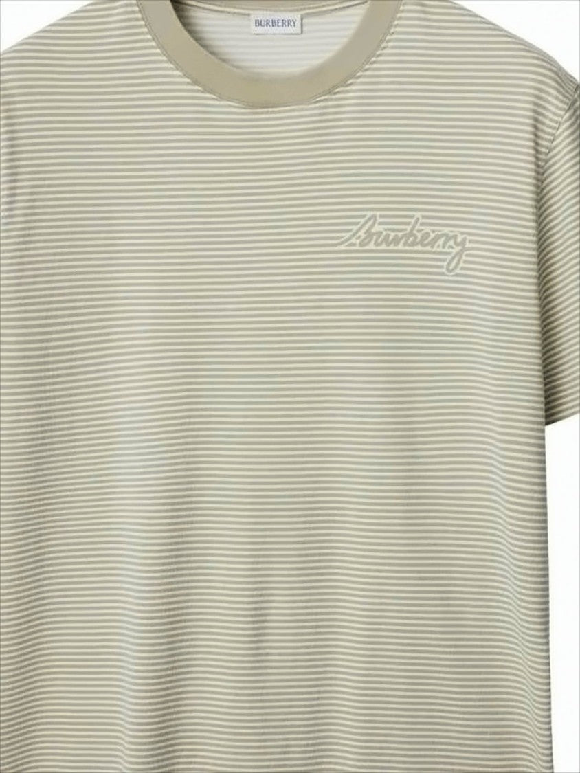 Burberry Horizontal Stripe Short-Sleeve T-Shirt With Embroidered Logo
