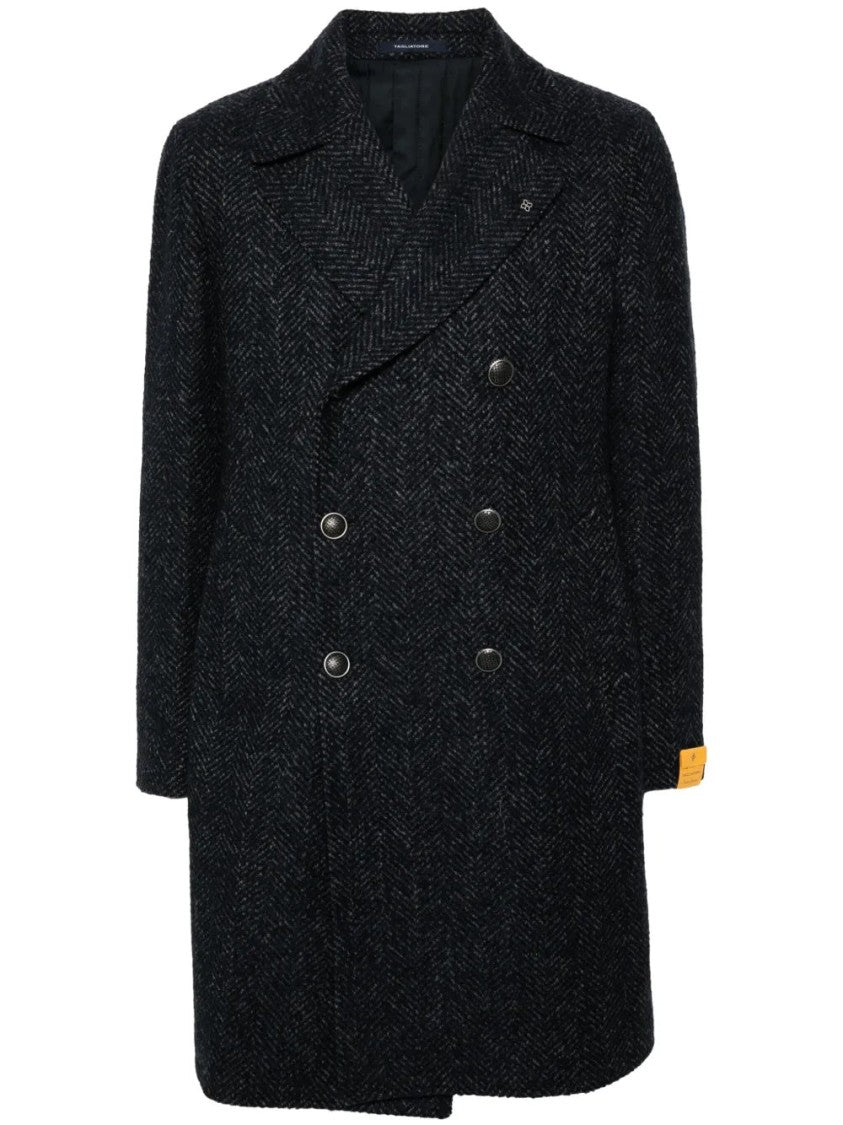 Tagliatore Herringbone-Pattern Double-Breasted Coat