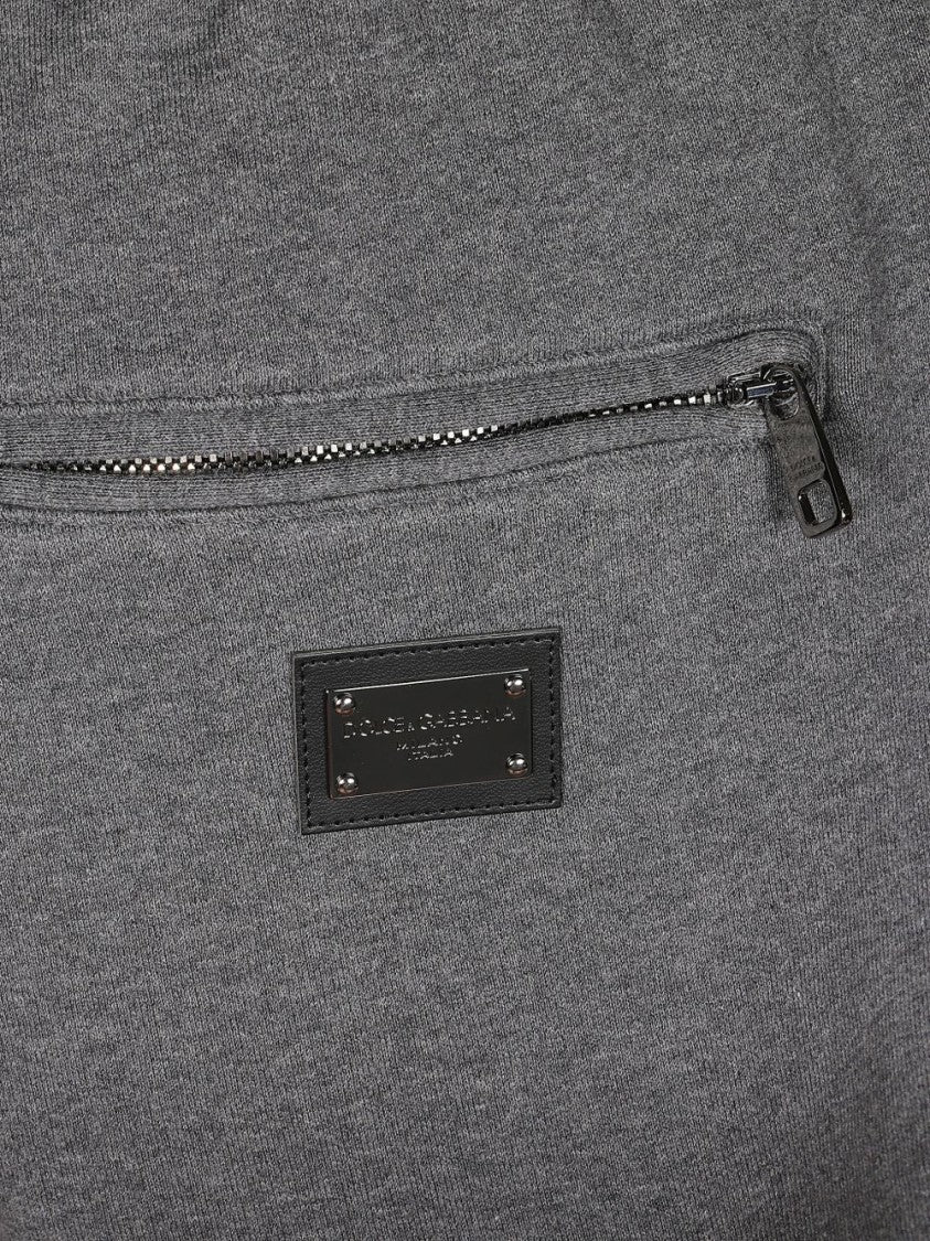 Dolce & Gabbana Grey Drawstring Fastening Cotton Straight-Leg Pants