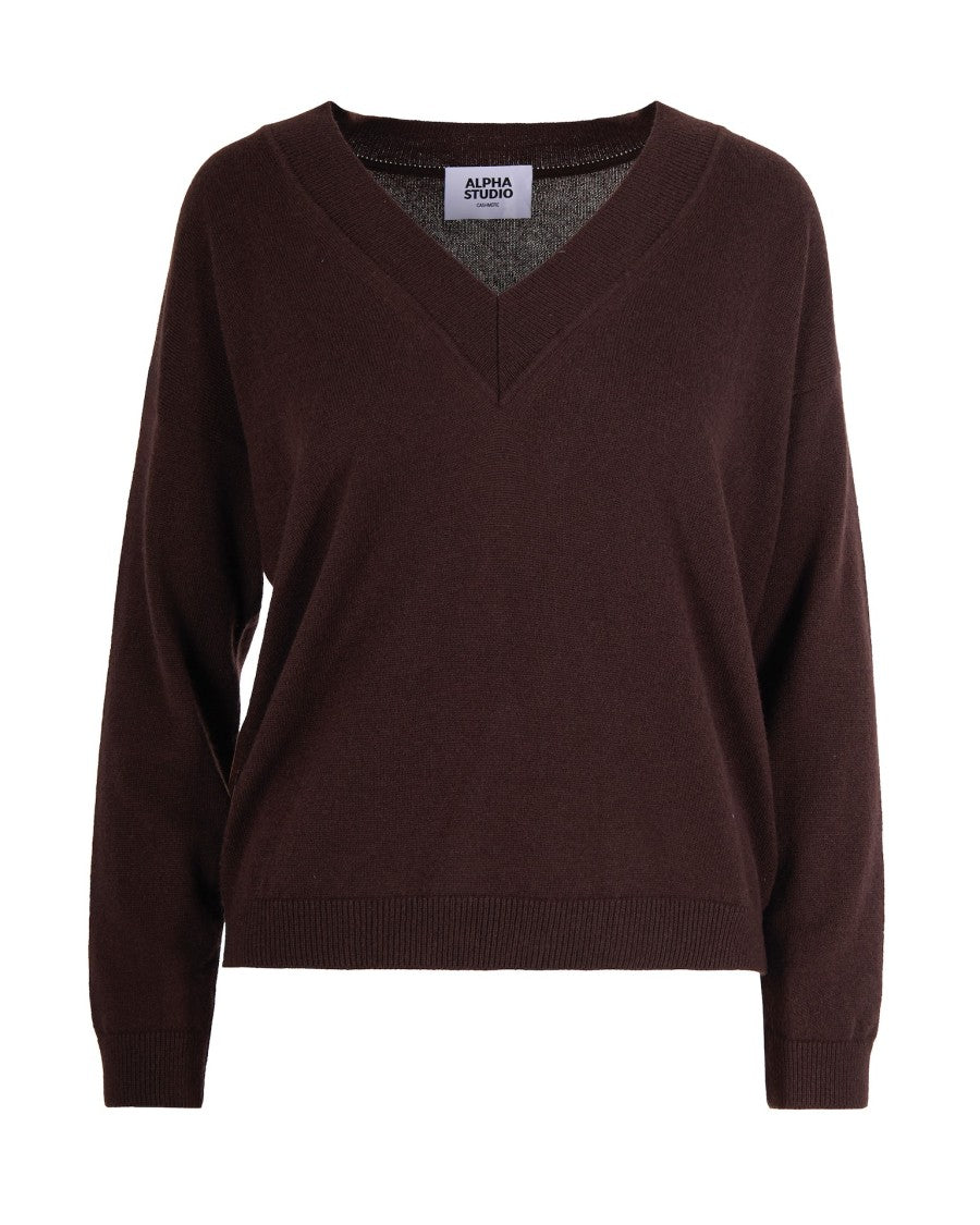 Alpha Studio Dark Brown Cashmere Sweater