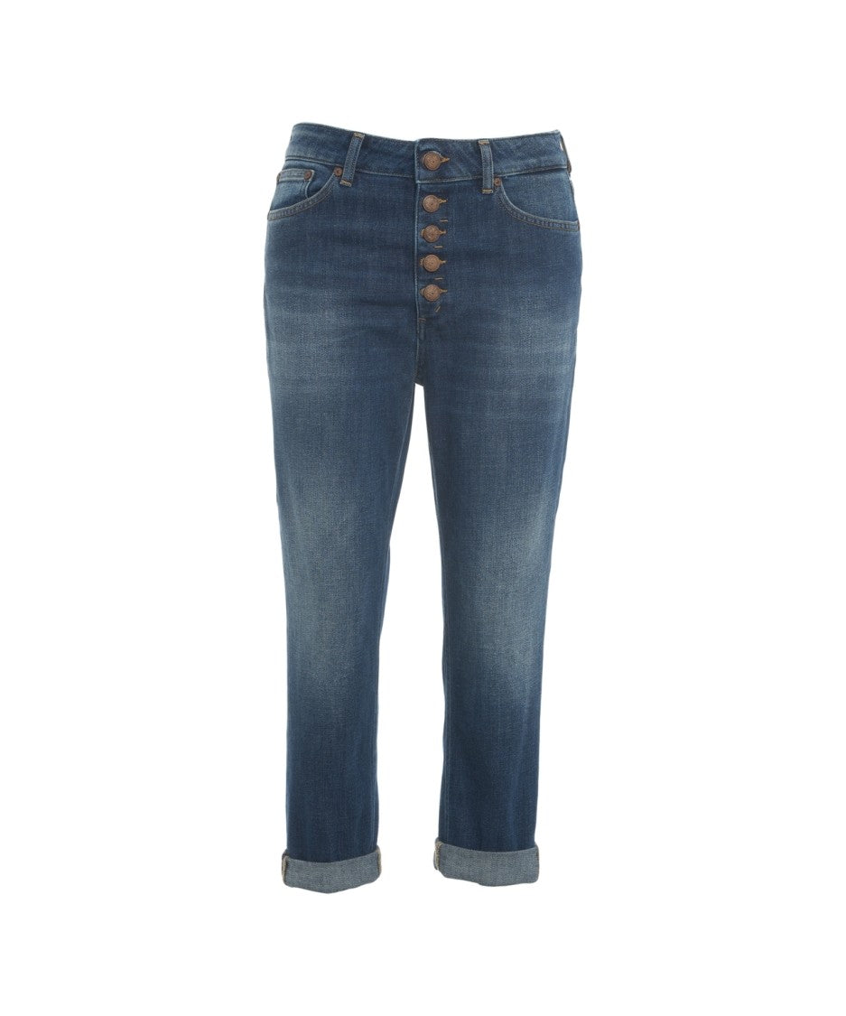 Dondup High-Waisted Jeans With Distinctive Button Closure And Rolled Hems