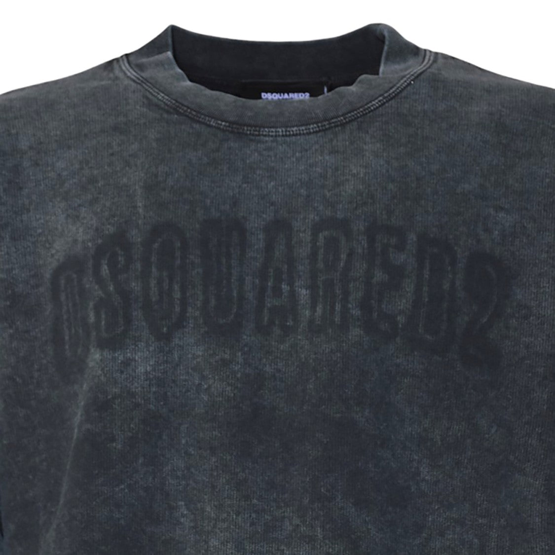 Dsquared2 Washed Anthracite Crew Neck Sweater With Subtle Logo