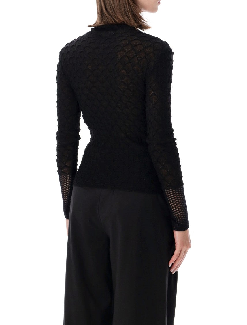 Lanvin Black Textured High Neck Sweater