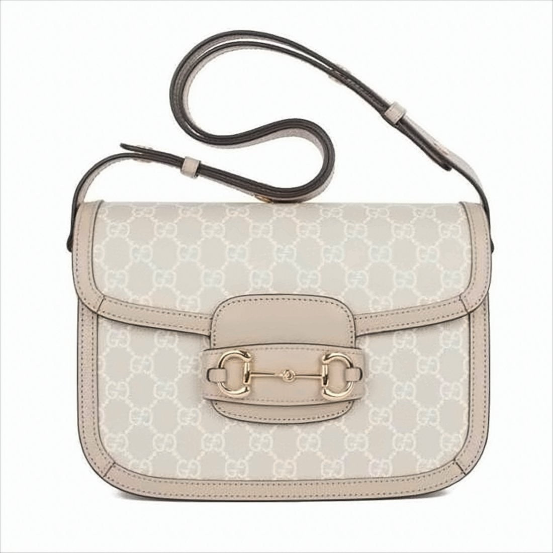 Gucci Structured Shoulder Bag With Gold-Tone Buckle And Monogram Detail