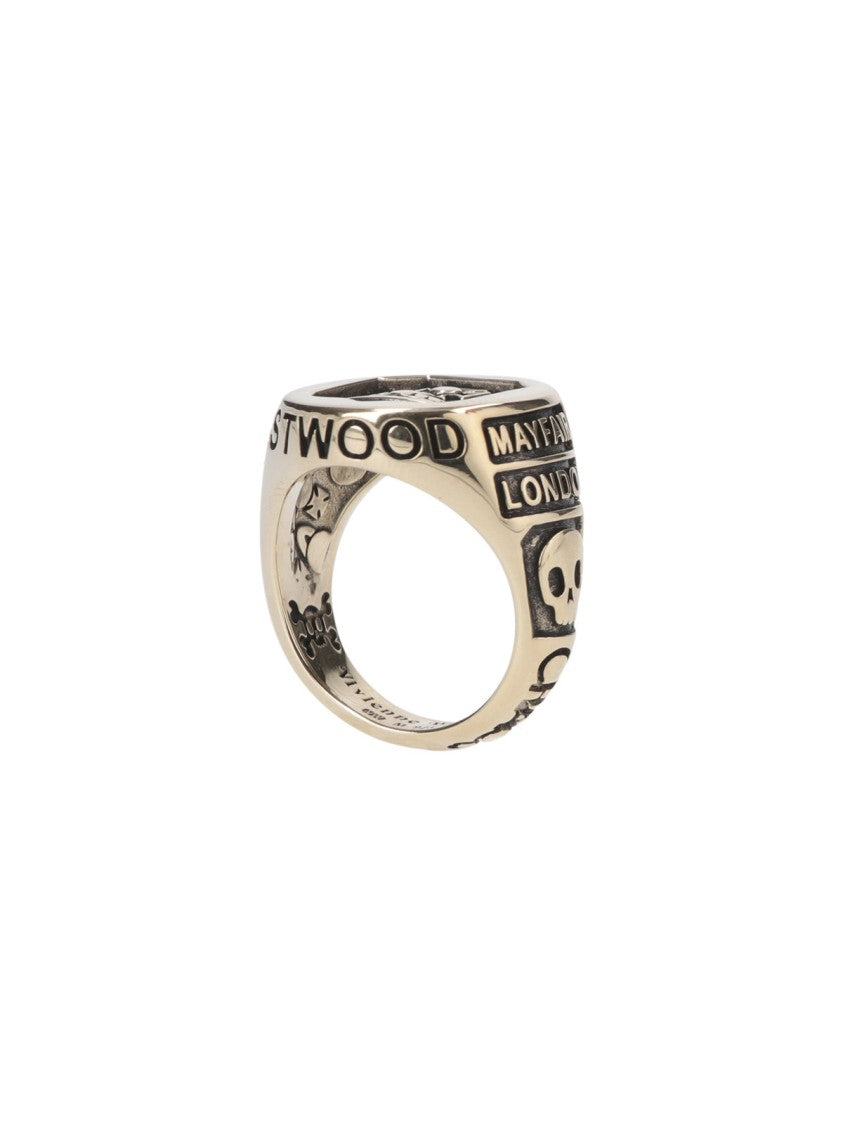 Vivienne Westwood Antiqued Gold Skull Star Motif Ring