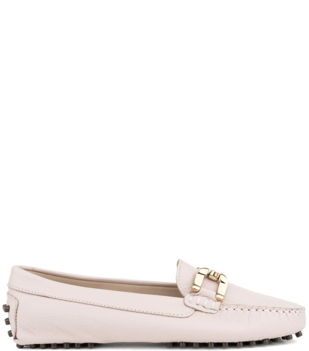 Sergio Moretti Beige Leather Loafers With Decorative Buckle