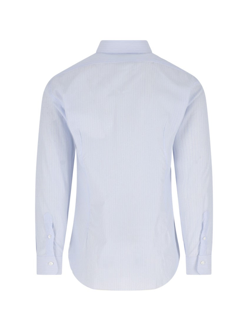 Barba Napoli Light Blue Striped Cotton Tailored Shirt