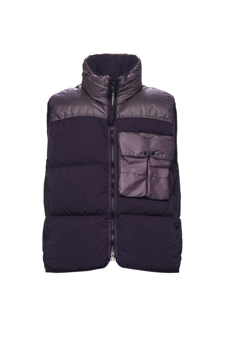 C.P. Company Quilted Padded Vest With High Collar And Zipper Closure