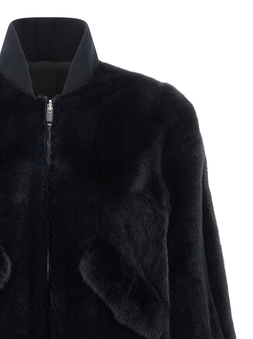Blancha Luxurious Mink Fur Bomber Jacket With Zip Closure And Casual Appeal