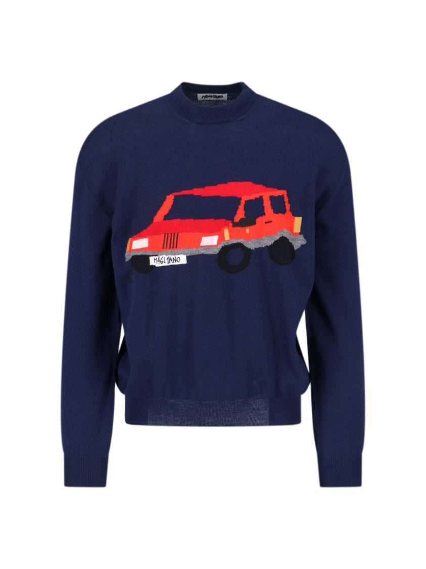 Magliano Deep Navy Graphic Car Sweater