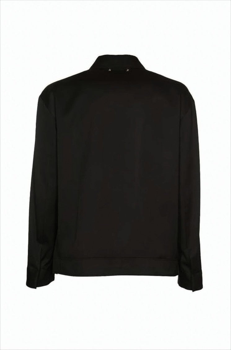 Golden Goose Boxy Black Wool Jacket With Star Emblem Zipper Pull