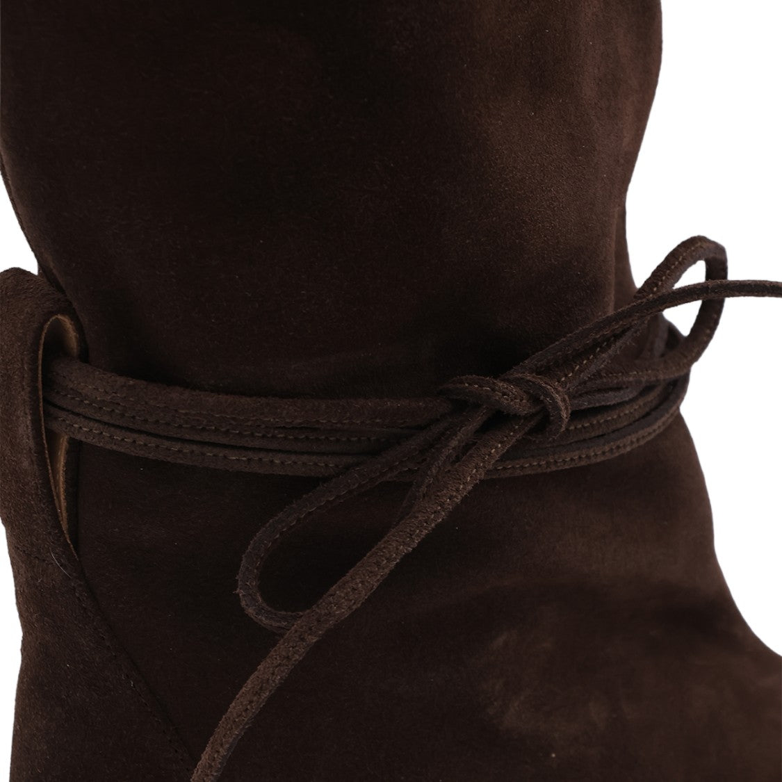 Odissi Pointed Toe Wedge Boots With Wrap-Around Tie Detail