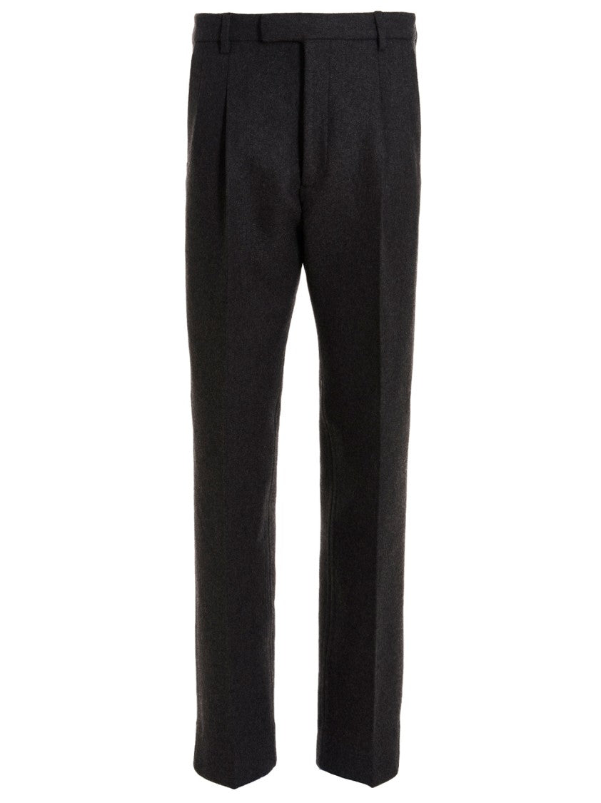 Gucci Dark Gray Cashmere-Wool Tailored Pants With Refined Texture