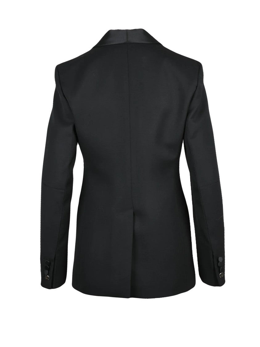 Max Mara Black Virgin Wool Satin Lapel Giselle Jacket