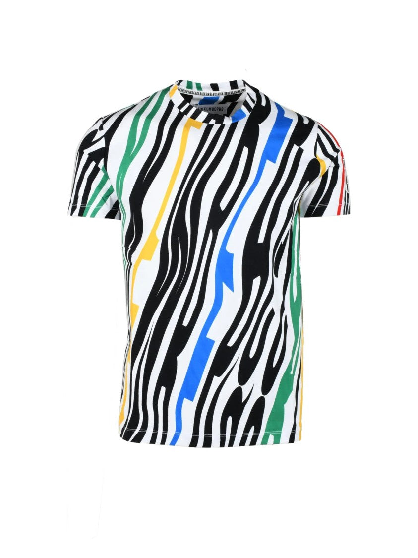 Bikkembergs Multicolor Abstract Stripe Crew Neck T-Shirt