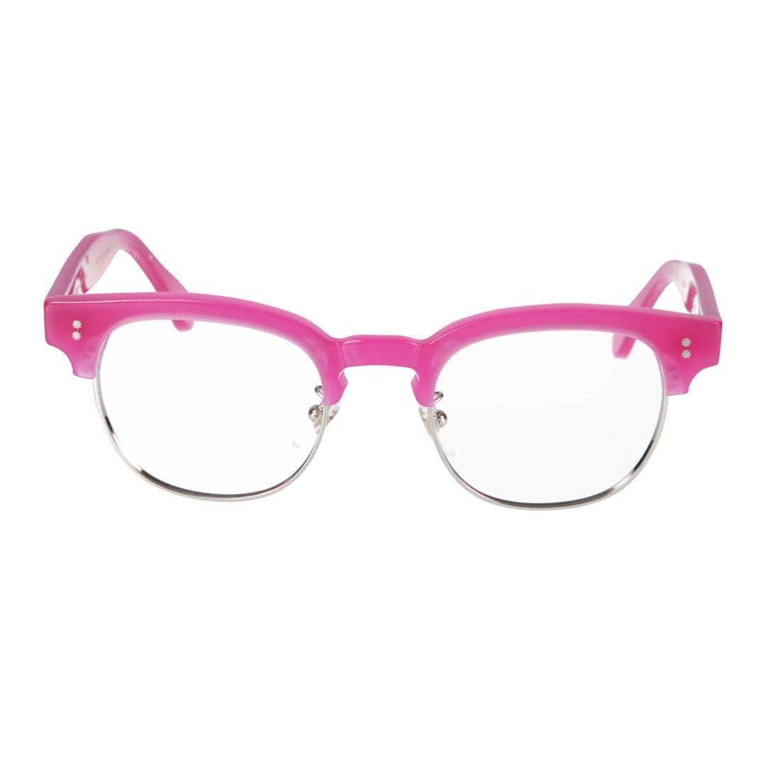 Kador Silver Woody Cm Translucent Pink Browline Eyeglasses