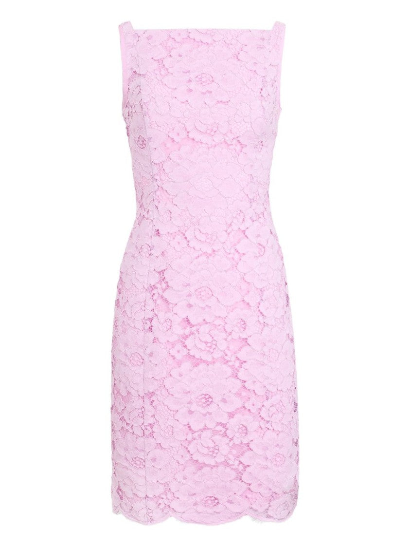 Patou Pink Floral Square Neck Sleeveless Dress