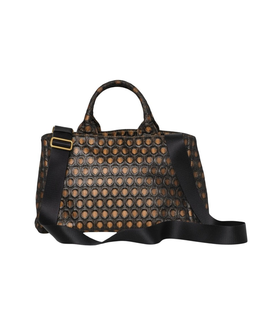 Prada Hemp Shopper Canvas Circle Brown