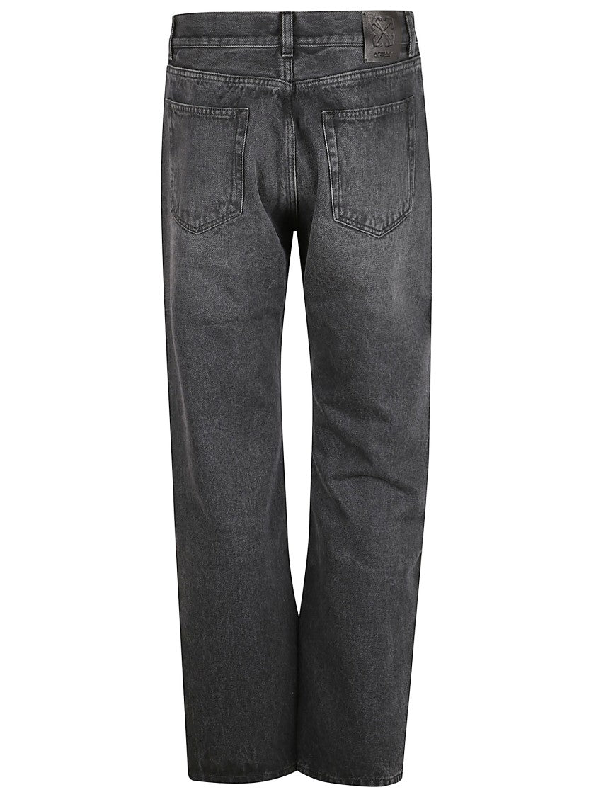 Off-White Washed Black Straight-Leg Denim Jeans