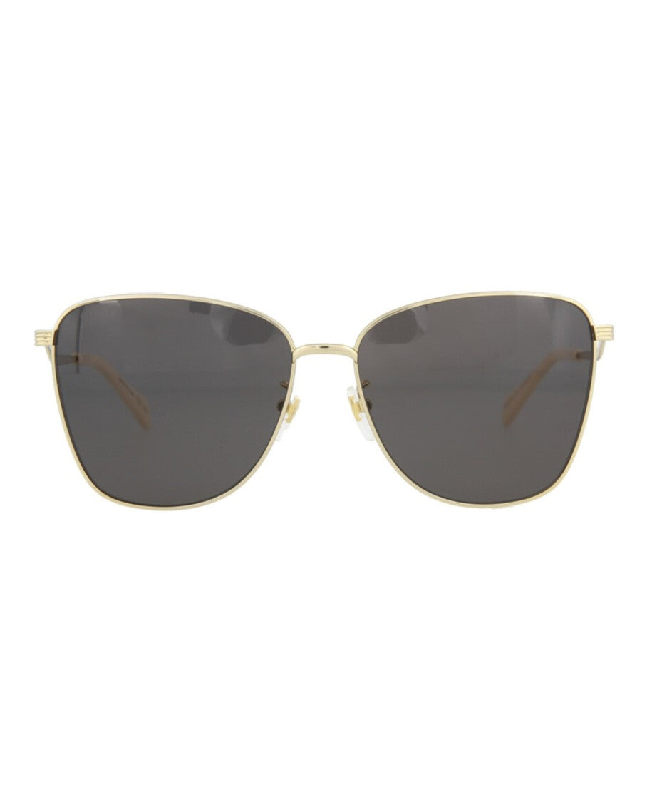 Gucci Square-Frame Metal Sunglasses With Adjustable Nosepads