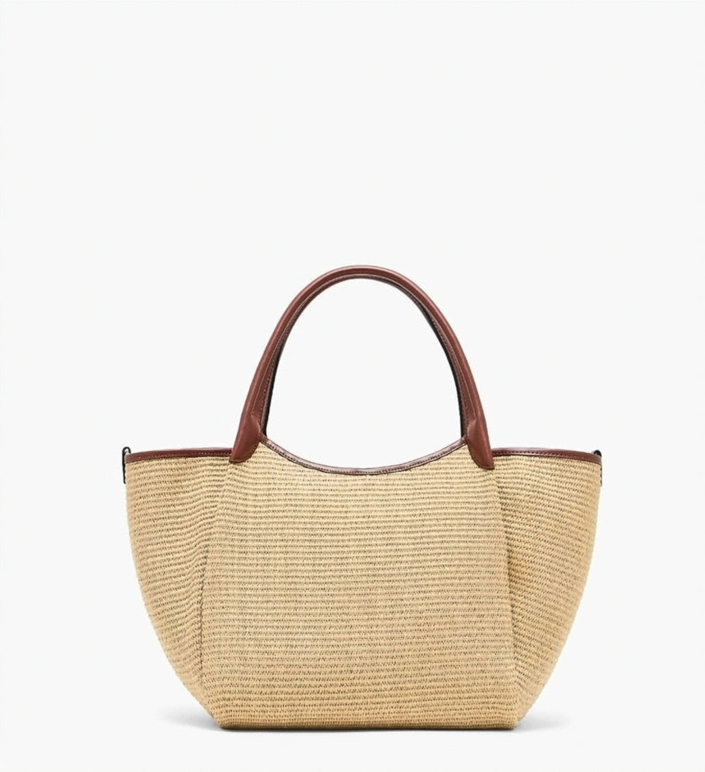 Emporio Armani Woven Straw Double Handle Shopper Bag