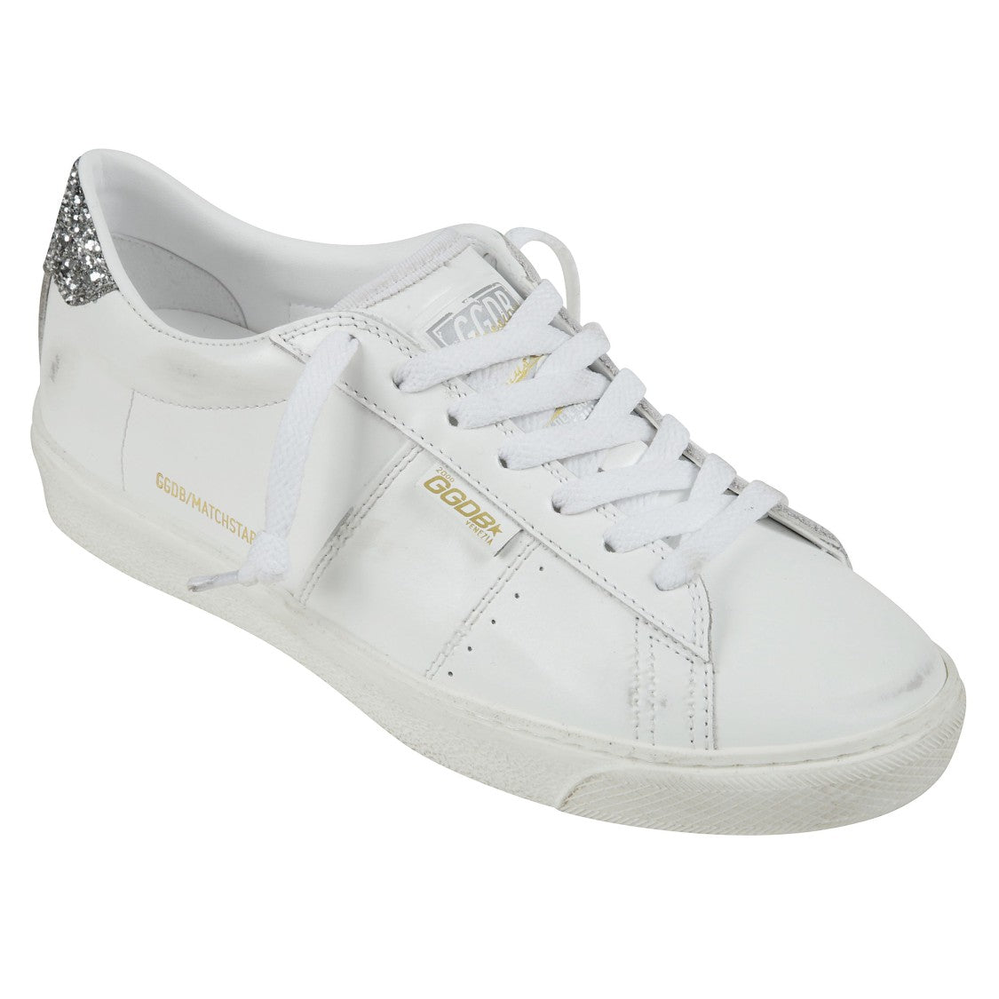 Golden Goose Leather Upper Sneakers With Glitter Heel Detail