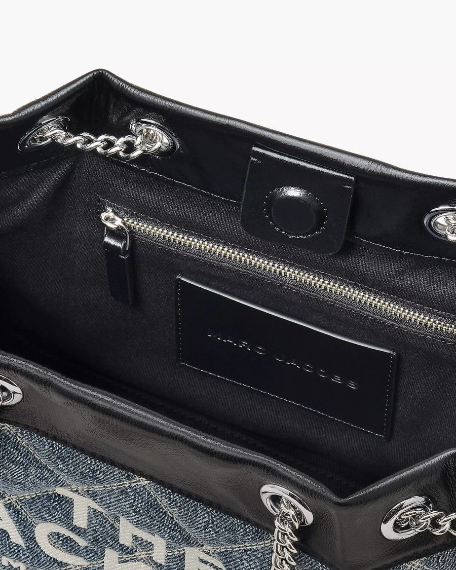 Marc Jacobs Quilted Denim Shoulder Bag With Chain Strap And Leather Detail