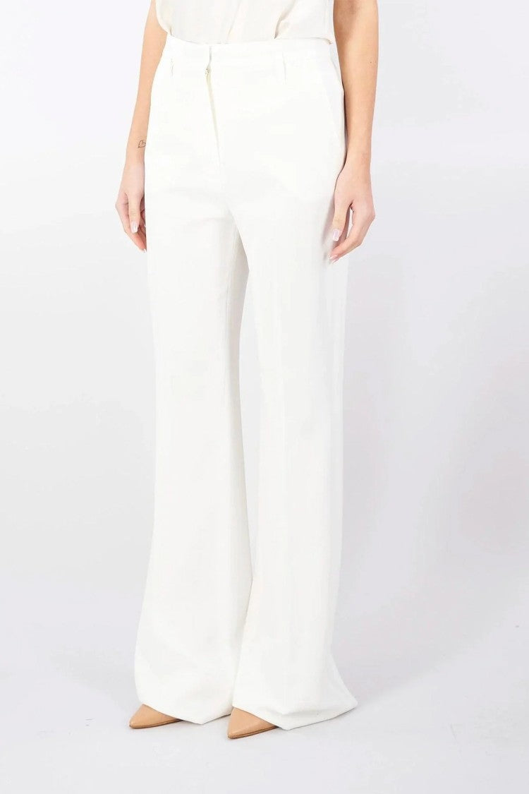 Max Mara Wide-Leg Ivory Trousers With Refined Finish