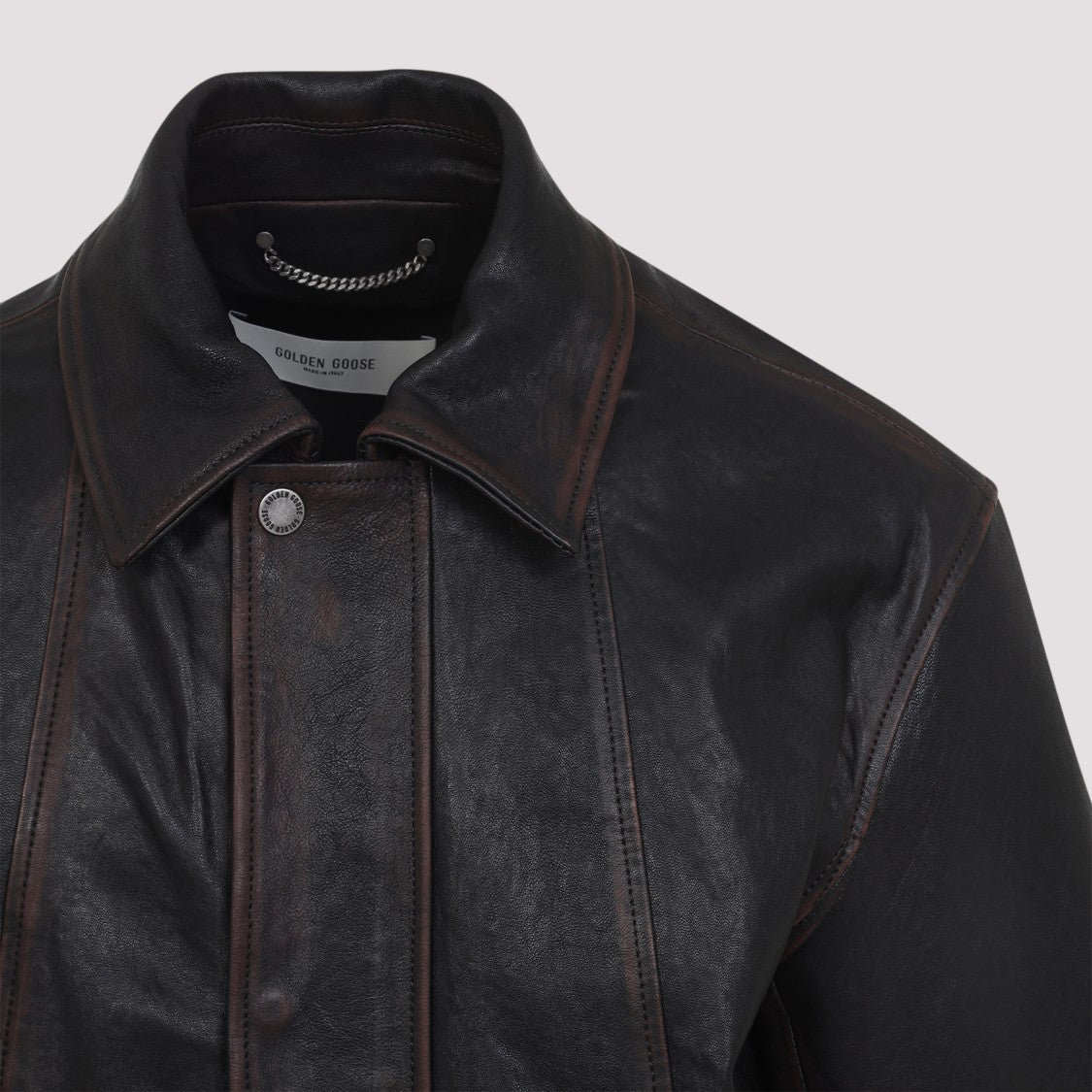 Golden Goose Port Royale Black Ovine Leather Prince Nappa Bomber Jacket