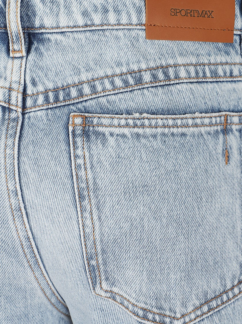 Max Mara Light Wash Denim Trousers With Classic Five-Pocket Design