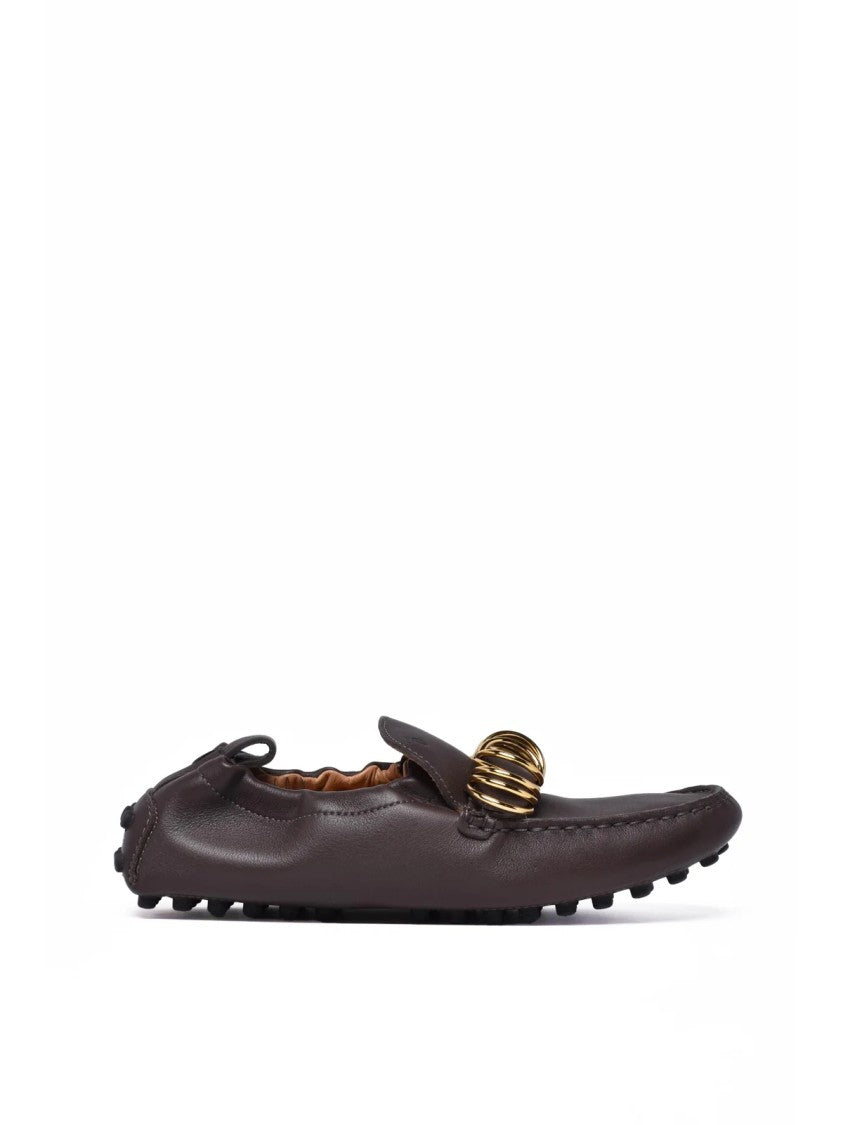 Tod's Brown Pebble-Sole Leather Loafers
