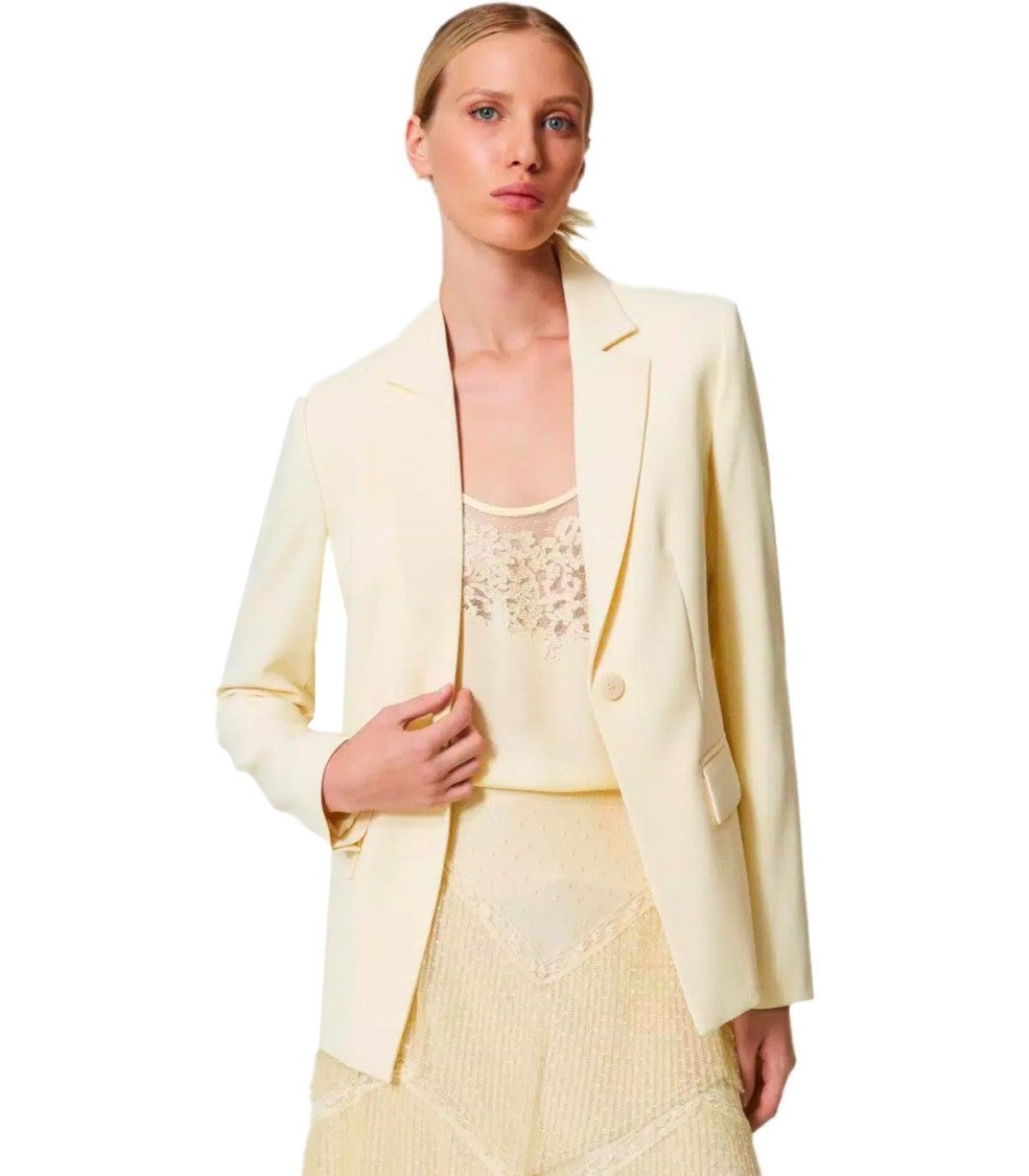 Twin-Set Vanille Crepe Single Breasted Blazer