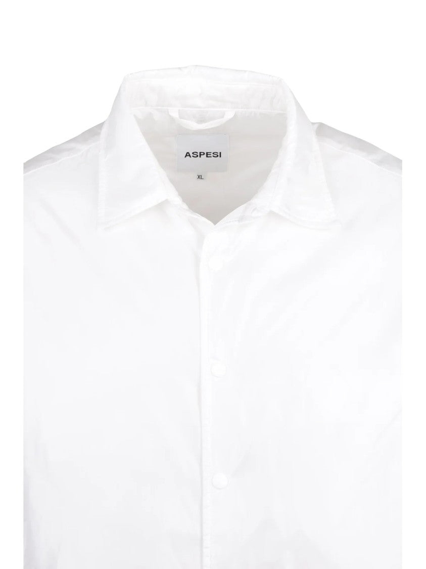 Aspesi White Padded Snap Button Polyamide Shirt