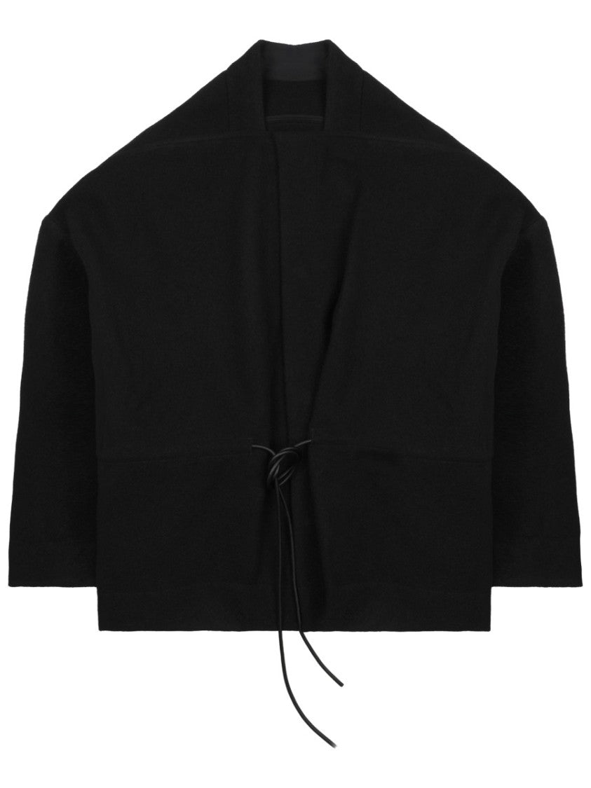 Rick Owens Sail Boxy Cropped Drawstring New Wool Jacket