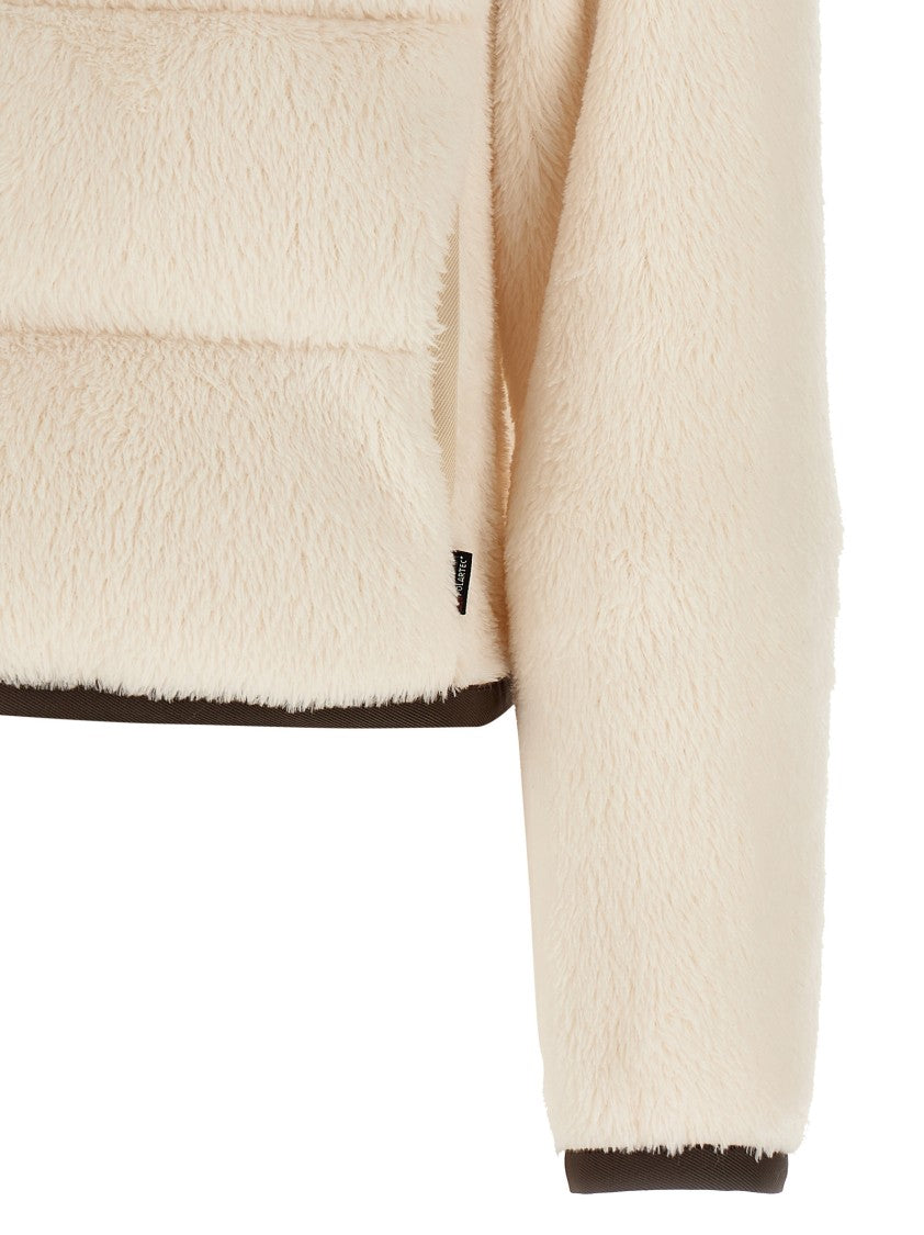 Moncler Grenoble High Loft Velvet Sweatshirt With Quilted Nylon Hood