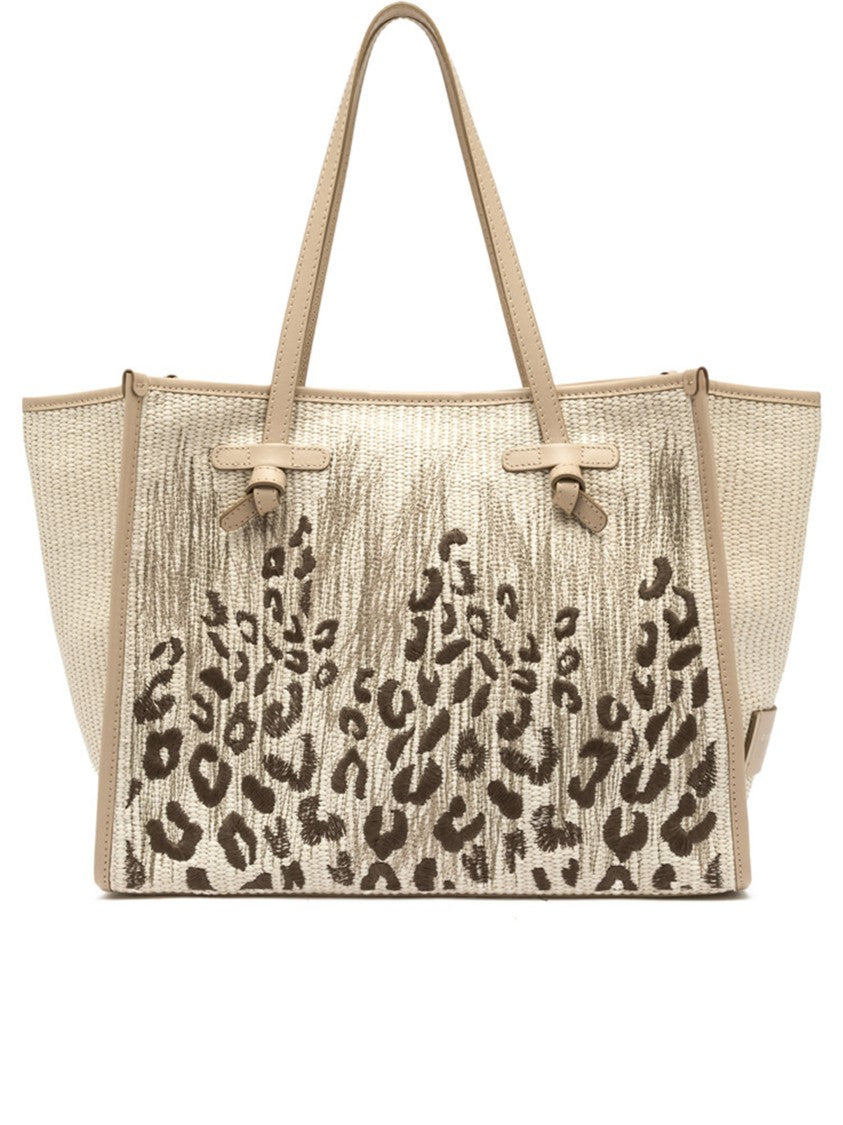 Gianni Chiarini Marcella Abstract Leopard Print Woven Tote