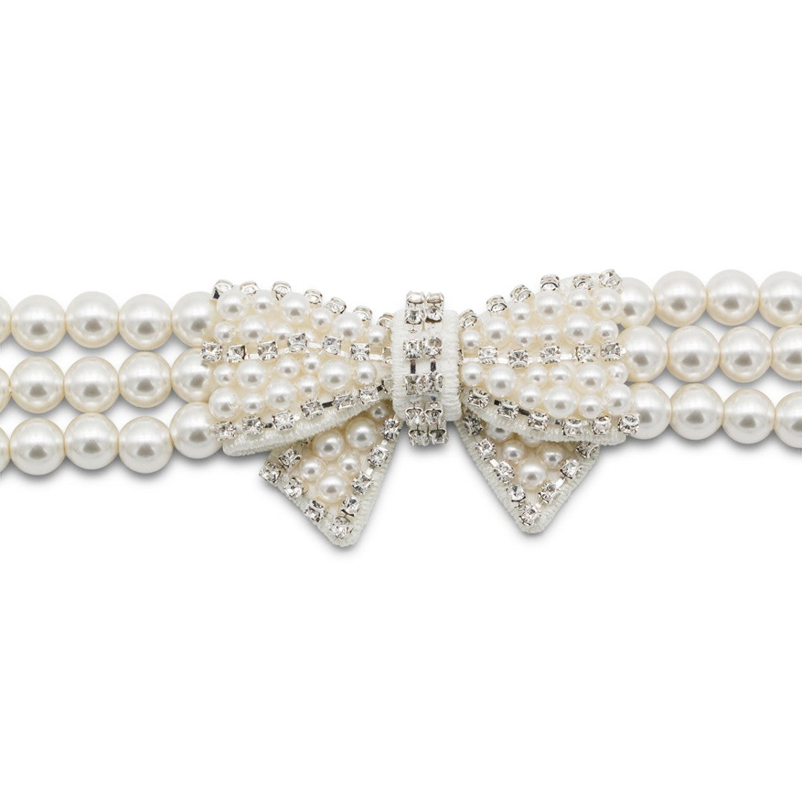 Self-Portrait Multi-Strand Pearl Bow Necklace