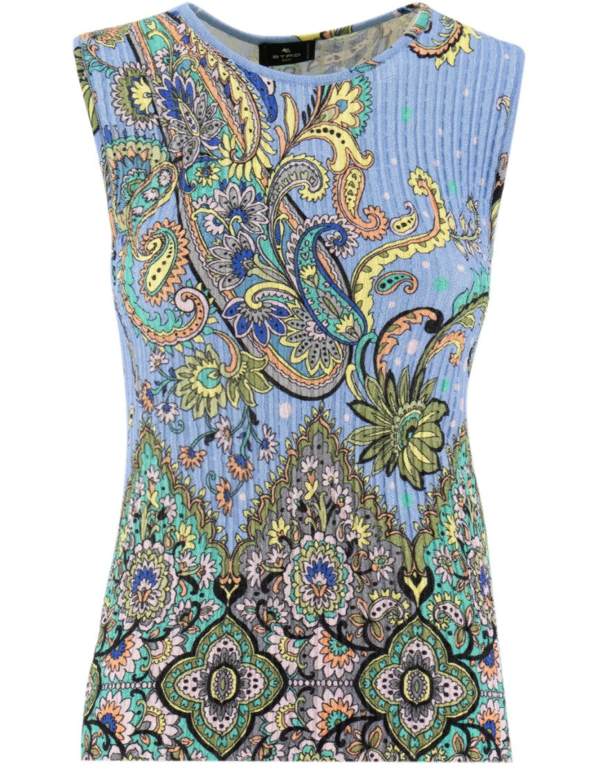 Etro Fitted Crew Neck Top With Floral