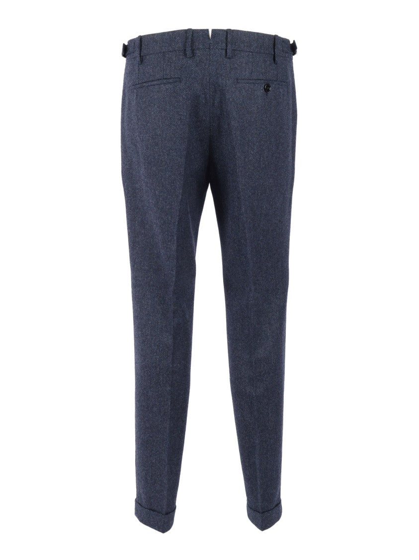 Berwich Tailored Blue Trousers With Pleats
