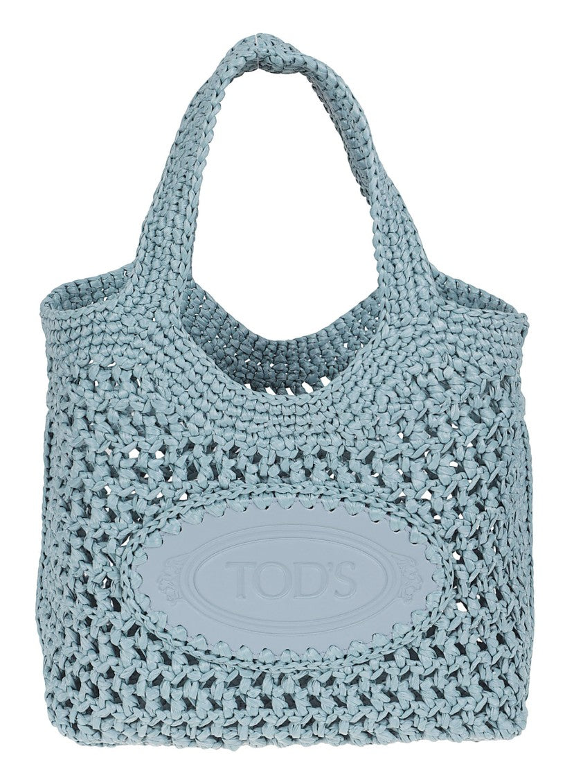 Tod's Hand-Crocheted Raffia Shopping Bag With Leather Details