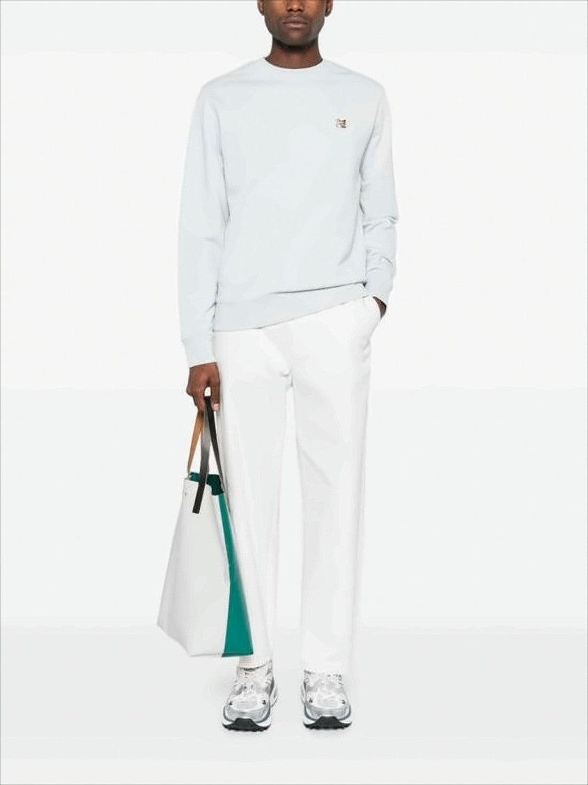 Maison Kitsuné Light Grey Crewneck Sweatshirt With Embroidered Fox Logo