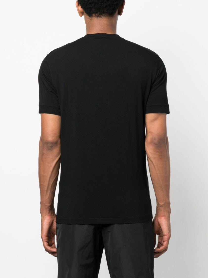Giorgio Armani Black Crew Neck T-Shirt With Stretch Fabric