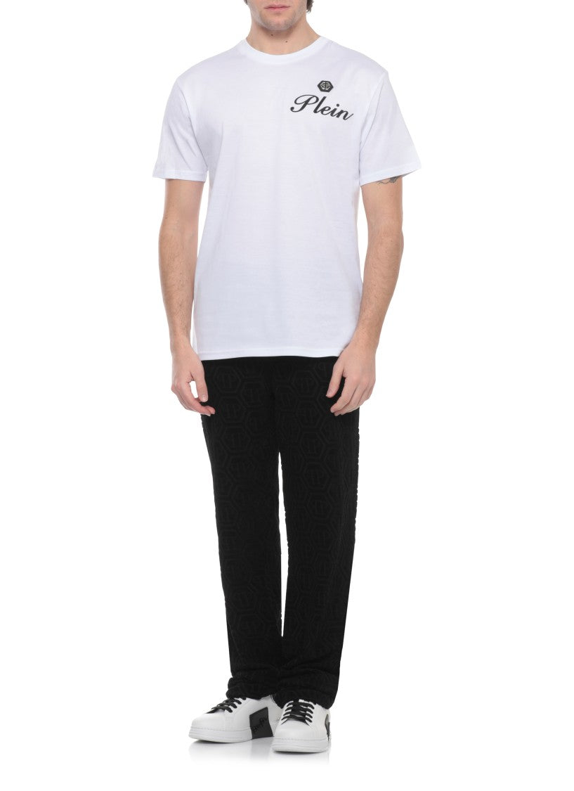 Philipp Plein White Front Logo Cotton T-Shirt
