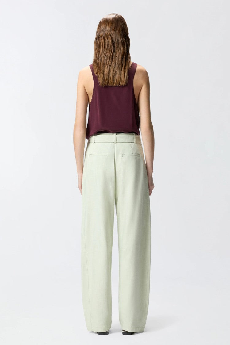 Pinko Green Single-Breasted Notch Lapels Viscose-Blend Blazer