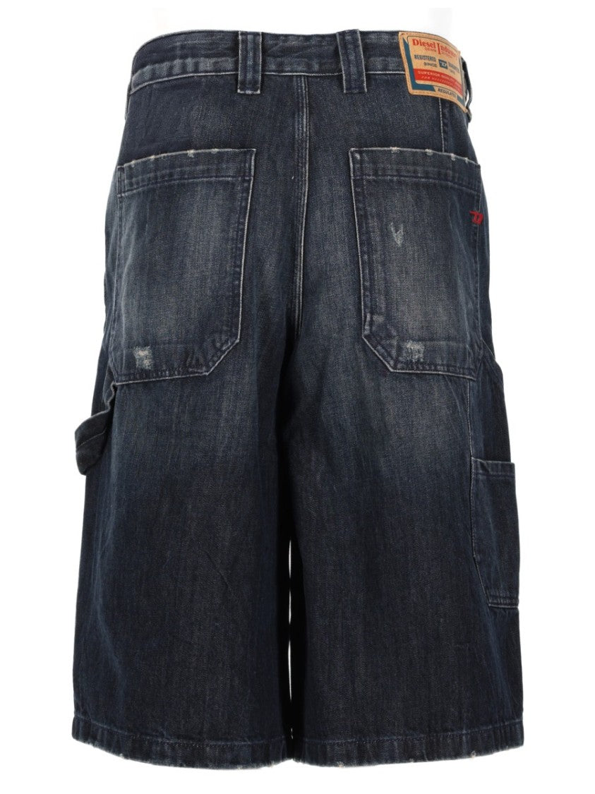 Diesel Dark D-Livery-W-Short Cotton Distressed Denim Shorts