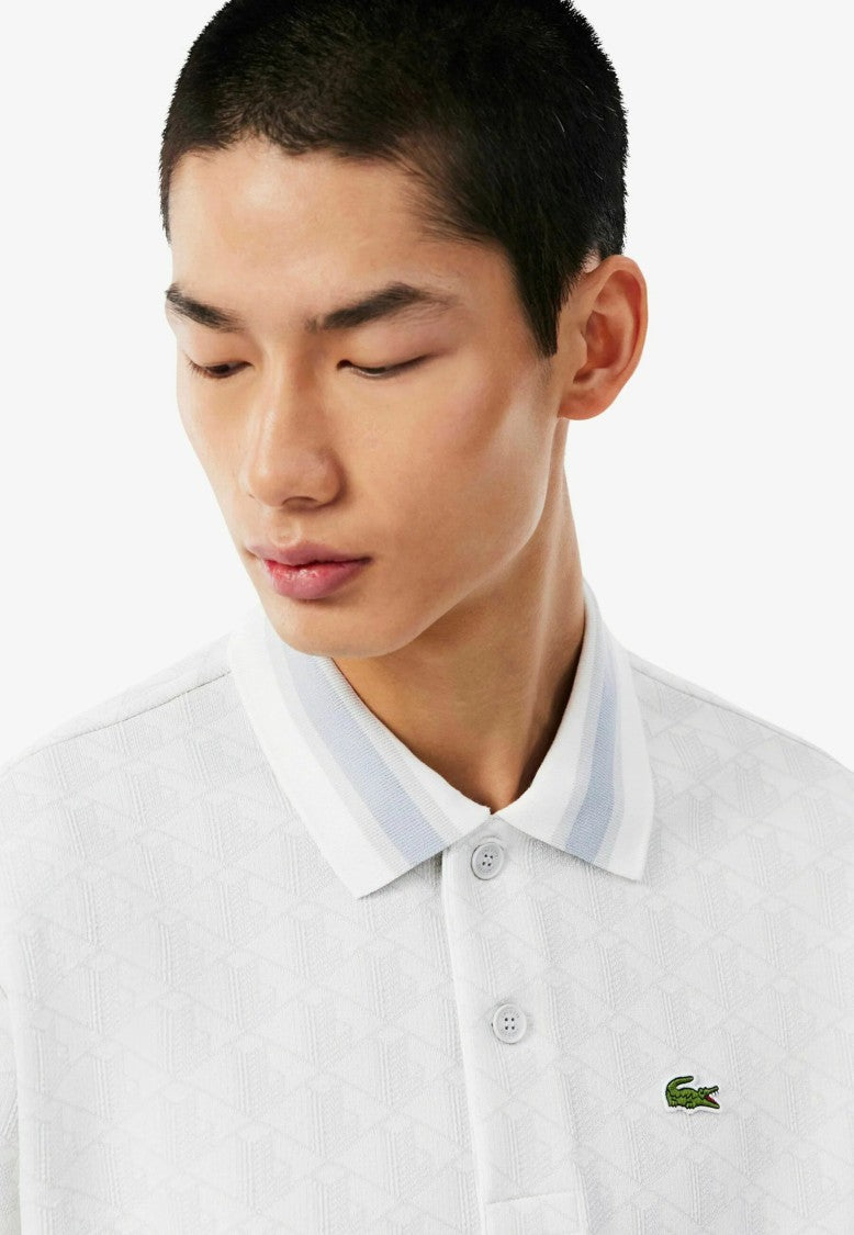 Lacoste Short-Sleeved Geometric Contrast-Collar Polo Shirt