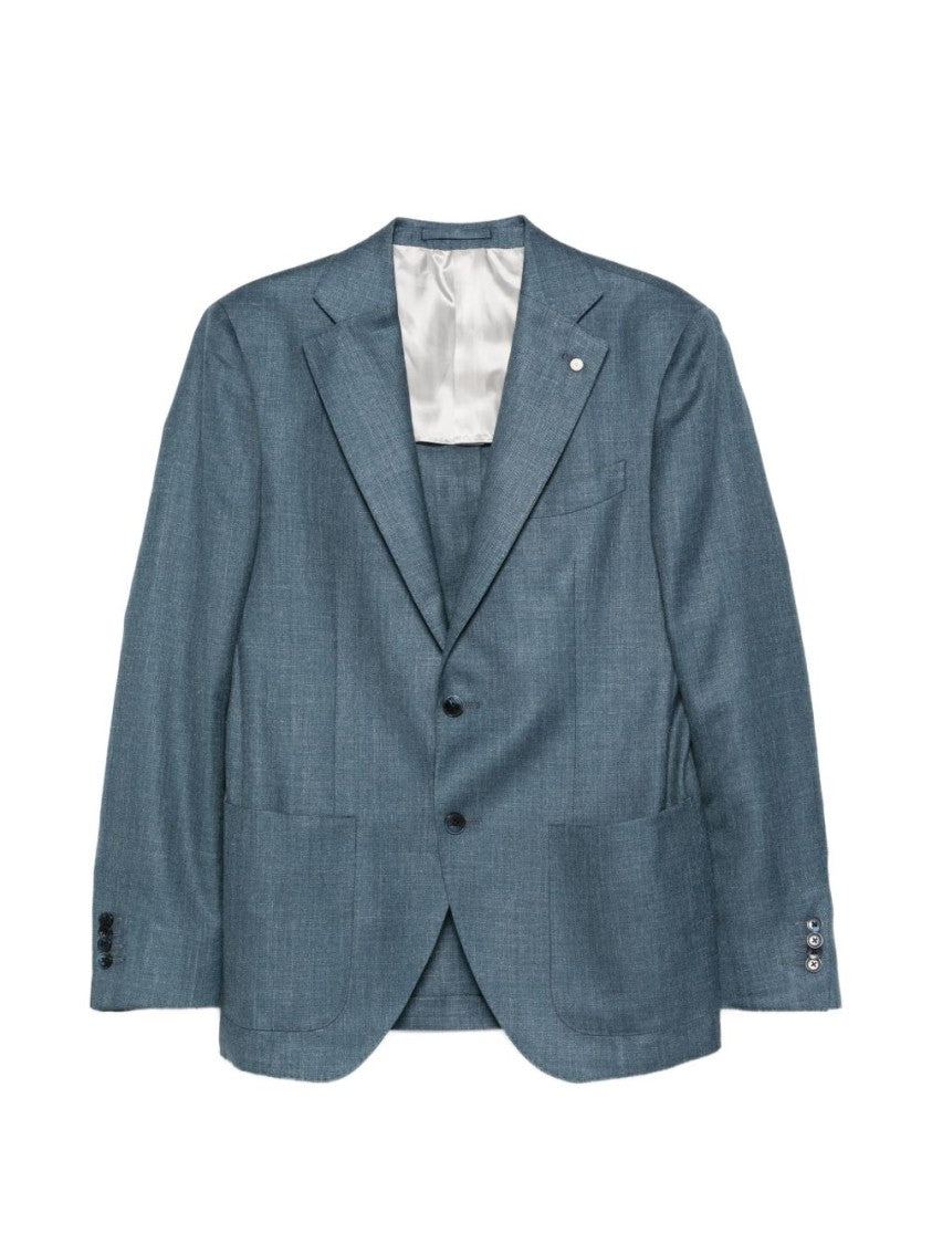 Luigi Bianchi Blue Wool Silk Linen Jacket
